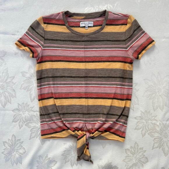 Texture and Thread by Madewell Striped Tie Top Shirt XS - Picture 1 of 15